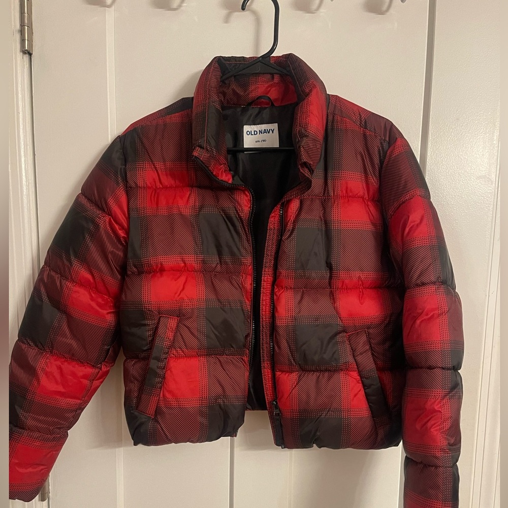 Buffalo plaid puffer jacket